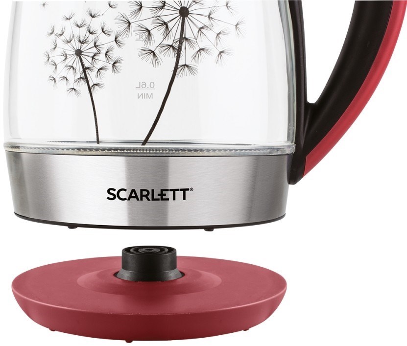 Scarlett SC-EK27G49 Чайник электрический на подставке (красный с черным) - фото 15774